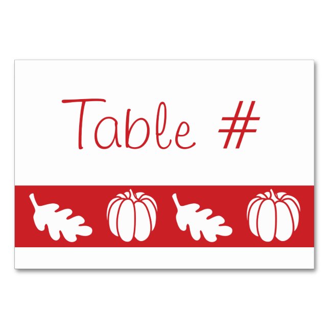 Numeração De Mesa Pumpkin Patch na Placa de Mesa de Cereja (Frente)