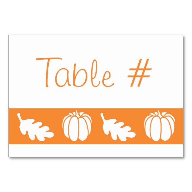 Numeração De Mesa Pumpkin Patch na placa de Mesa laranja (Frente)