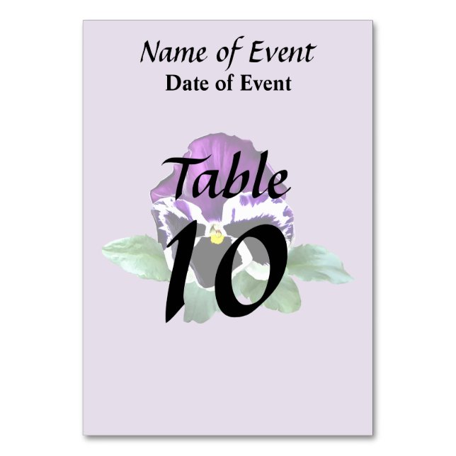 Numeração De Mesa Purple e White Pansy (Verso)