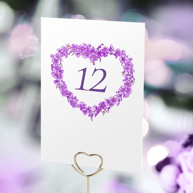 Numeração De Mesa Purple forget me nots inked art wedding monogram (Criador carregado)