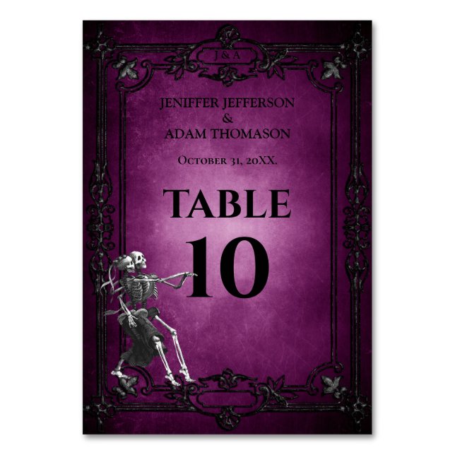 Numeração De Mesa Purple Gothic Halloween Alternative Wedding (Frente)