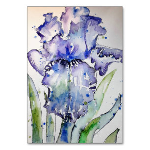Numeração De Mesa Purple Iris Art Watercolor Aniversário