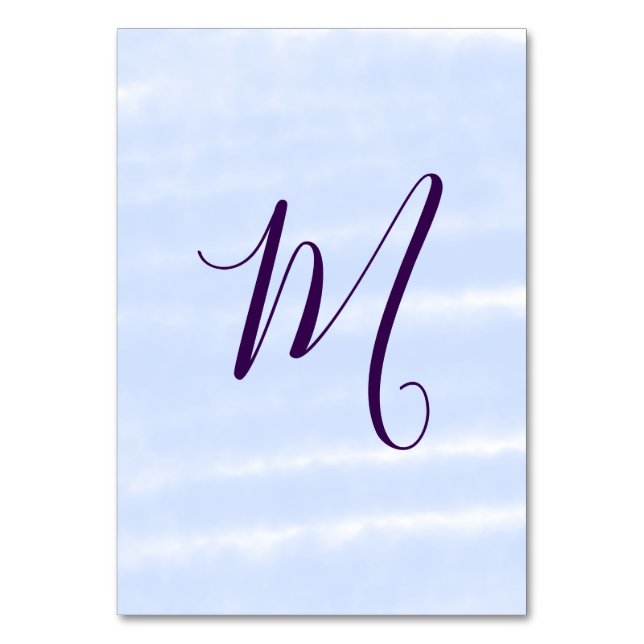 Numeração De Mesa Purple pastel watercolor monogram name letterretro (Frente)