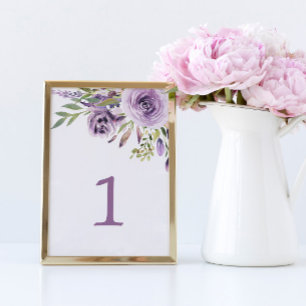 Numeração De Mesa Purple Rose Floral Table 1 Wedding Table Number