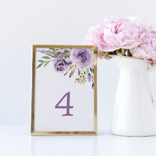 Numeração De Mesa Purple Rose Floral Table 4 Wedding Table Number
