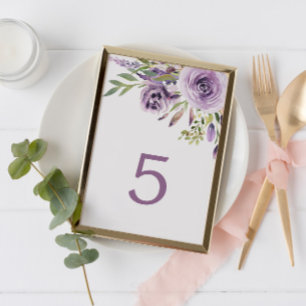 Numeração De Mesa Purple Rose Floral Table 5 Wedding Table Number