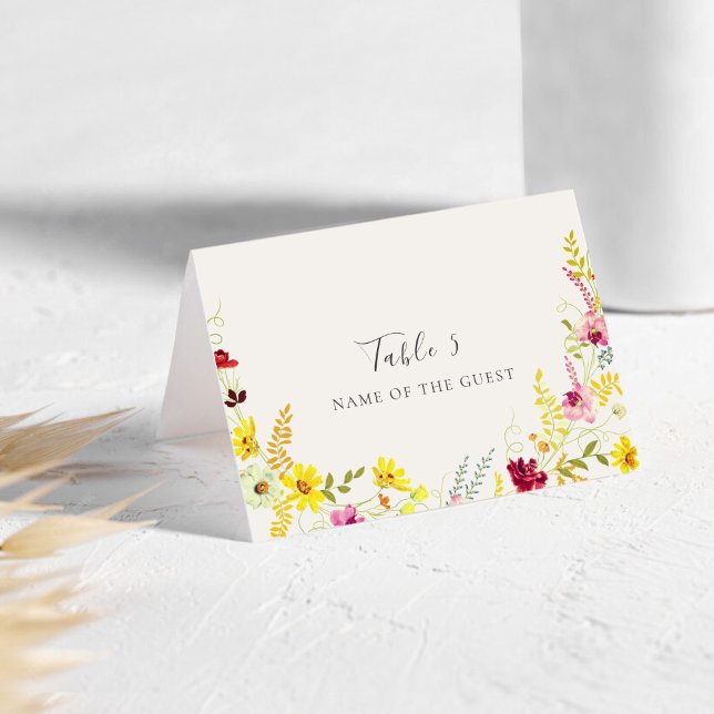 Numeração De Mesa Purple Wildflower Orchid Wreath Wedding Place card (Criador carregado)