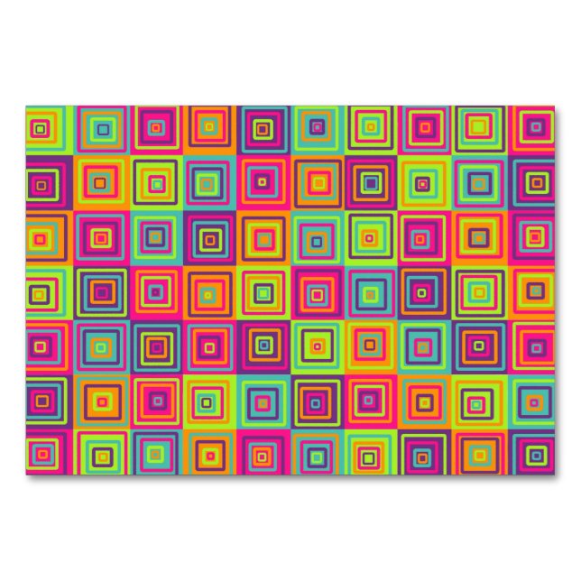 Numeração De Mesa Quadrados Geométricos Coloridos (Frente)