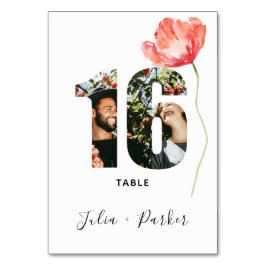 Numeração De Mesa Quadro 16 de Casamento Vermelho de Poppy Moderno