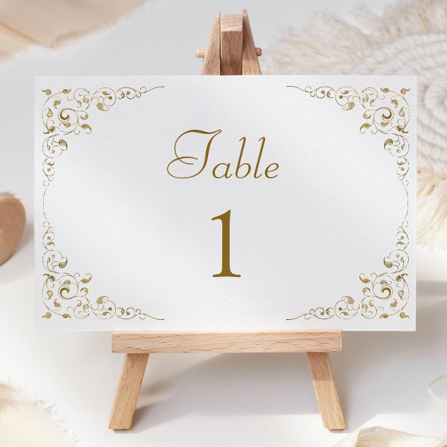 Numeração De Mesa Quadro Botânico Dourado Elegante (Criador carregado)