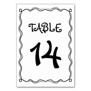 Numeração De Mesa Quadro branco branco preto desenhado à mão