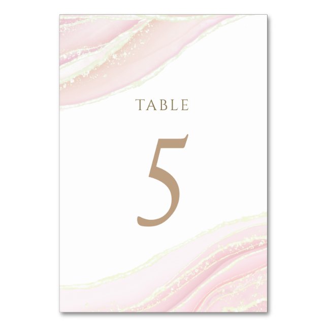 Numeração De Mesa quadro cor-de-rosa-d-água Número 5 (Frente)