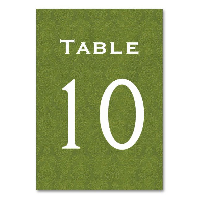 Numeração De Mesa Quadro de Casamentos tema damasco Verde Oleícola N (Frente)