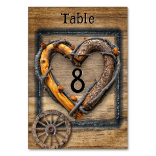 Numeração De Mesa Quadro de Galho de Casamento Country Western Roda 