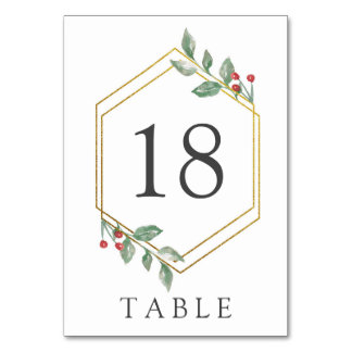 Numeração De Mesa Quadro Dourado do Elegant Holiday Holly Berry