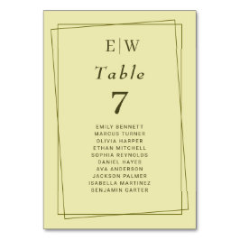 Numeração De Mesa Quadro Elegante no Casamento do Monograma Amarelo 