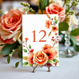Numeração De Mesa Quadro floral com o casamento das flores cor de la