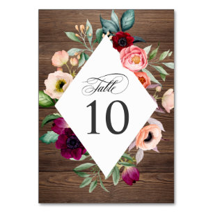 Numeração De Mesa Quadro Floral de Casamento de Madeira de Barão Ru