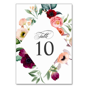 Numeração De Mesa Quadro Floral de Casamento Elegante Russo do Boho 