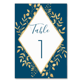 Numeração De Mesa Quadro Moderno Azul e Dourado