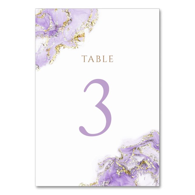 Numeração De Mesa Quadro n.o 3 do dourado lavanda (Frente)