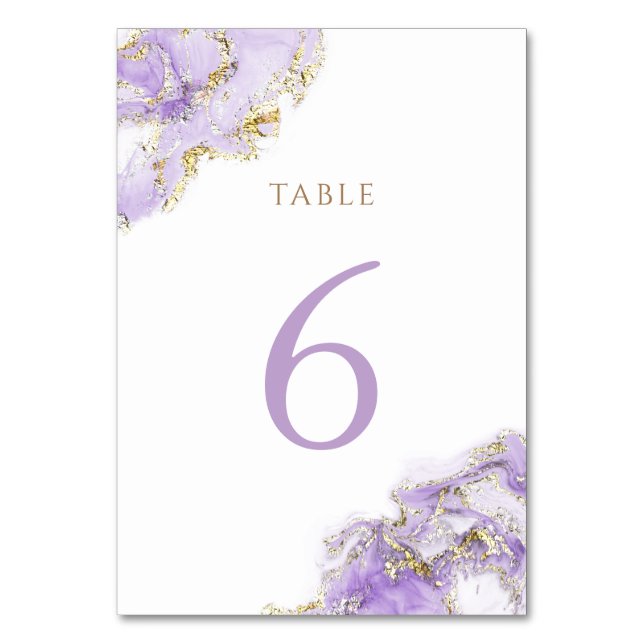 Numeração De Mesa Quadro n.o 6 do dourado lavanda (Frente)