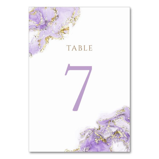 Numeração De Mesa Quadro n.o 7 do dourado lavanda (Frente)
