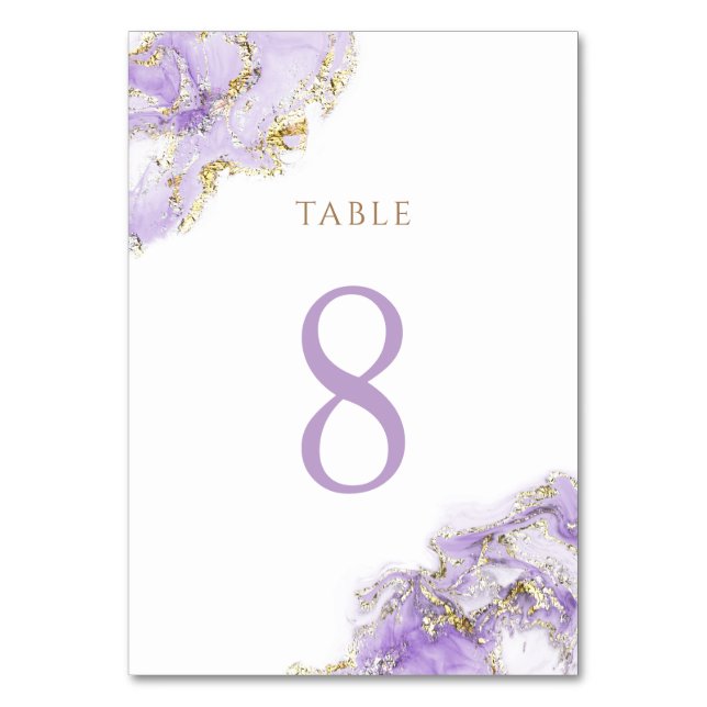 Numeração De Mesa Quadro n.o 8 do dourado lavanda (Frente)