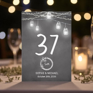 Numeração De Mesa Quadro Preto de Casamento Branco