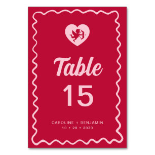 Numeração De Mesa Quadro Retro Divertido Ondulado Casamento Cupido R