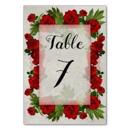 Numeração De Mesa Quadro Romântico do Rosa vermelha Editável