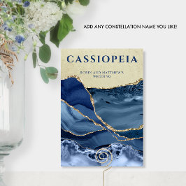 Numeração De Mesa Qualquer Nome de Constelação, Ágata Azul e Dourada