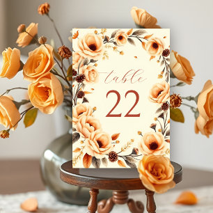 Numeração De Mesa Queda no amor, casamento floral de pêssego na fron