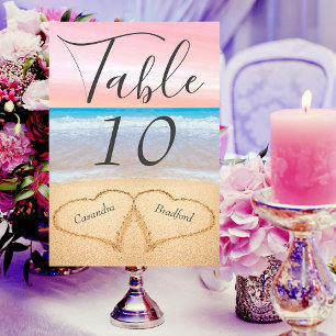 Numeração De Mesa Quic Blush Pink e Beach Wedding 2 Hearding in Sand