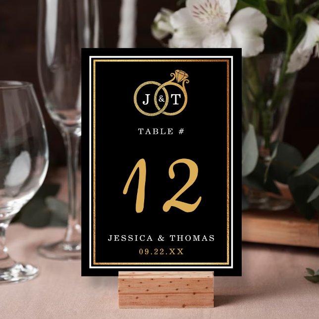 Numeração De Mesa Quic Faux Gold Foil Monogramas Casamentos (Criador carregado)