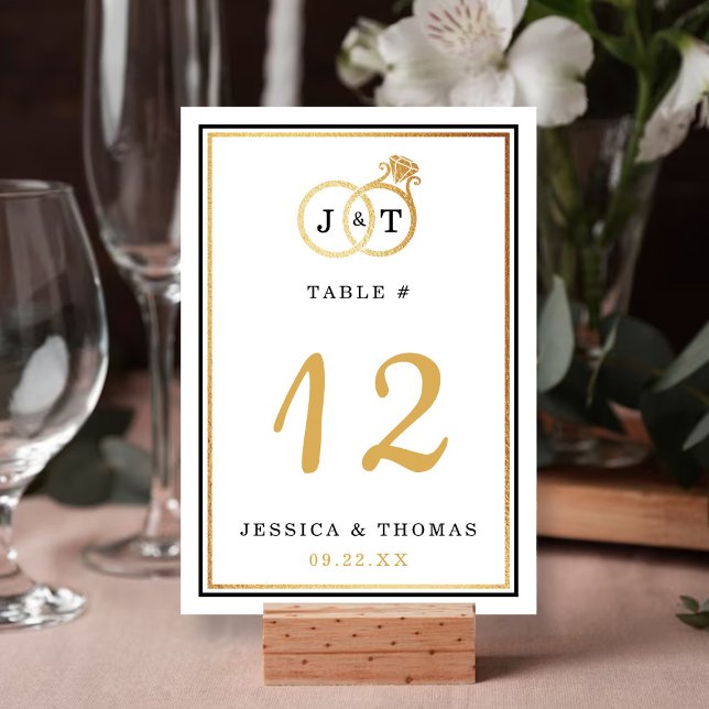 Numeração De Mesa Quic Faux Gold Foil Monogramas Casamentos (Criador carregado)