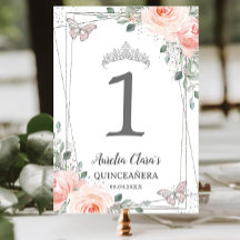 Quinceañera Birthday Blush Floral Borboletas Rosa