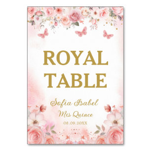Numeração De Mesa Quinceañera Blush Rosa Rosa Floral Borboleta