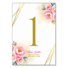 Quinceańera, Dourada e plana, cor-de-rosa