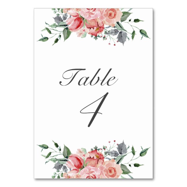 Numeração De Mesa Quinceañera Floral Rosa Elegante (Frente)