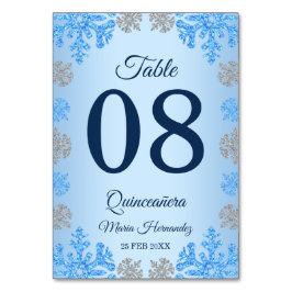 Numeração De Mesa Quinceañera Ice Blue Silver Floco de Neve de inver