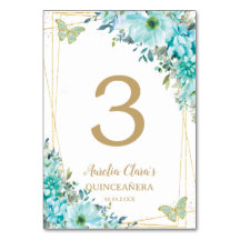Quinceañera Turquoise Azul Borboletas Douradas