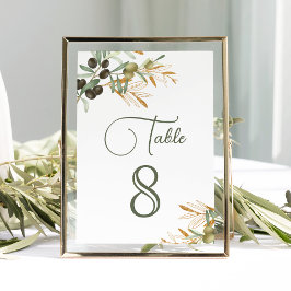 Numeração De Mesa Ramo Dourado de Folhas de Oliveira Casamento