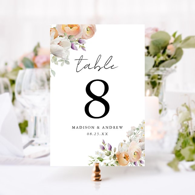 Numeração De Mesa Ramos Florais Delicados de Primavera Casamento (Criador carregado)