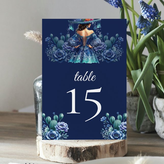 Numeração De Mesa Real Estilo Azul Mexicano Quinceañera (Criador carregado)