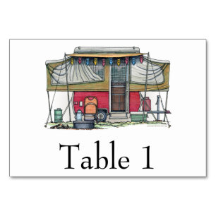 Numeração De Mesa Reboque de Viagem da Campa de Pop-up de Vintage RV