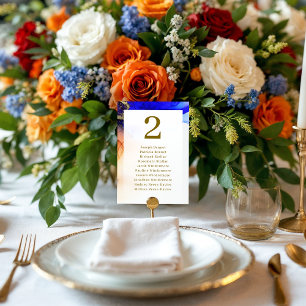 Numeração De Mesa Recepção de casamento Azul e Dourada do Sapphire V