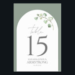 Numeração De Mesa Recepção de casamento Botânica do Arco Verde Moder<br><div class="desc">Bem-vindos à sua recepção de casamento, estilo moderno! Nosso novo número de tabela de Recepções de casamento Botânicas do Arco Verde Moderno Sage é perfeito para casais que desejam uma aparência contemporânea, mas eterno. Este número da tabela apresenta um arco branco clássico sobre um fundo verde sensual nítido com delicados...</div>