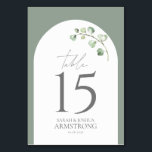 Numeração De Mesa Recepção de casamento Botânica do Arco Verde Moder<br><div class="desc">Bem-vindos à sua recepção de casamento, estilo moderno! Nosso novo número de tabela de Recepções de casamento Botânicas do Arco Verde Moderno Sage é perfeito para casais que desejam uma aparência contemporânea, mas eterno. Este número da tabela apresenta um arco branco clássico sobre um fundo verde sensual nítido com delicados...</div>