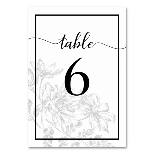 Numeração De Mesa Recepção de casamento Chic Branco Preto (Verso)